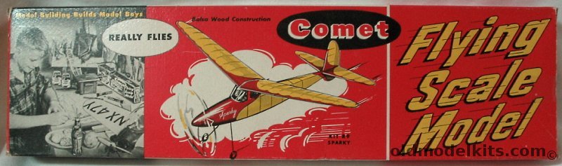 Comet Sparky - 32 inch Wingspan Wakefield-Style Balsa Flying Model Airplane, R9-59 plastic model kit